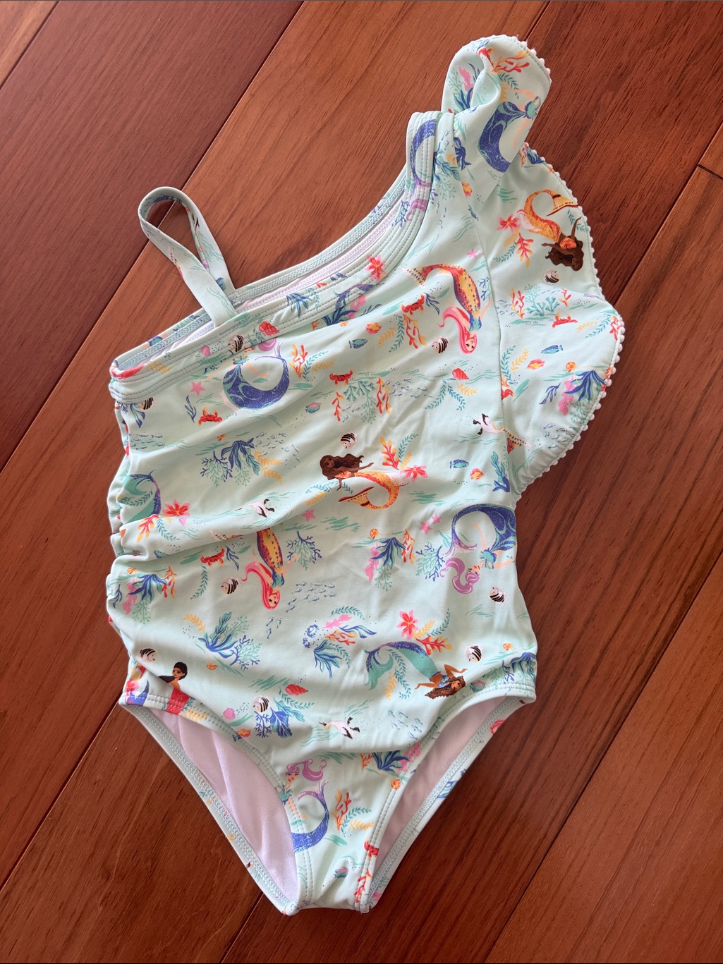 Janie And Jack For Disney - Mint Green Mermaid Print Swim Top